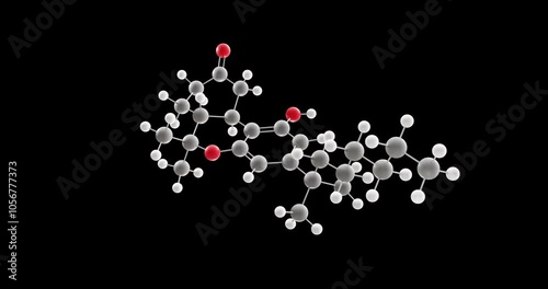 Nabilone molecule, rotating 3D model of antiemetics, looped video on a black background photo