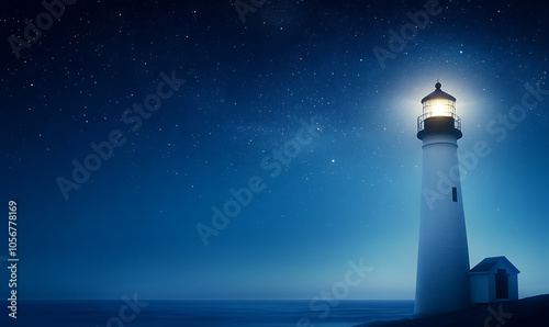 lighthouse at night-generative ai