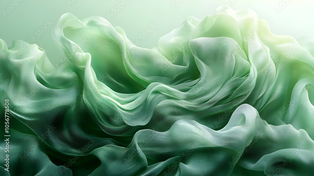 Obraz premium Abstract Green Fabric Waves Background