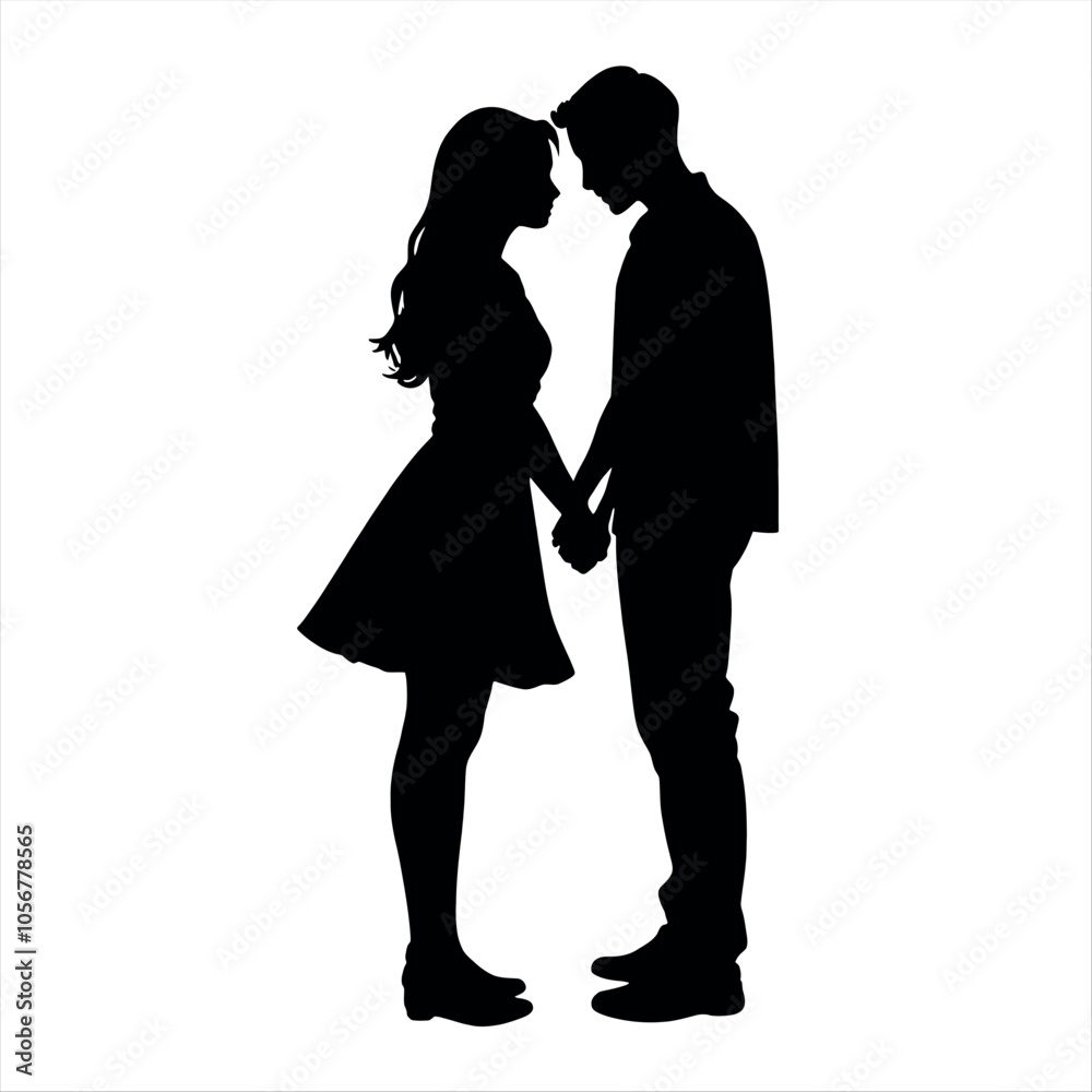 A couple are close each other vector silhouette A couple are close each other vector silhouette