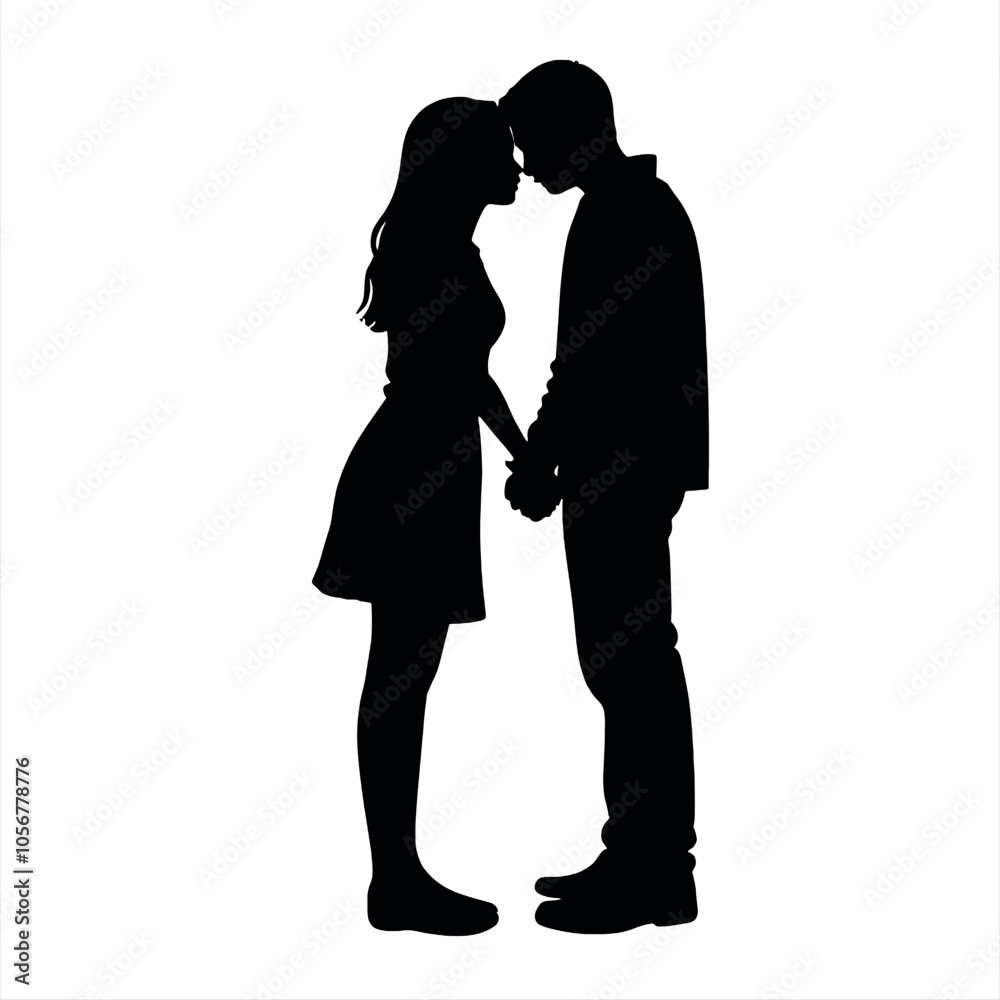 A couple are close each other vector silhouette A couple are close each other vector silhouette