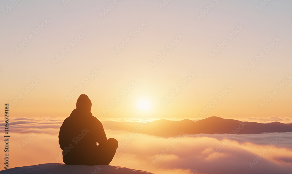 silhouette of a person in the sunset-generative ai silhouette of a person in the sunset-generative ai