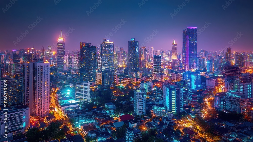 Obraz premium Bangkok Cityscape at Night