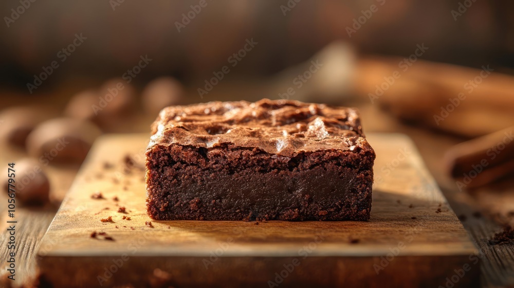 A moist chocolate brownie topped with a layer of caramel, garnished with chopped walnuts. A moist chocolate brownie topped with a layer of caramel, garnished with chopped walnuts.