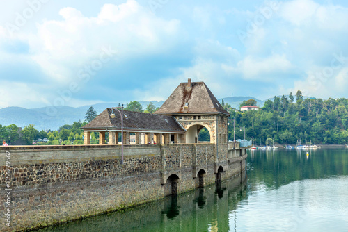 old dam at the lake Eder - german Edersee in Germany