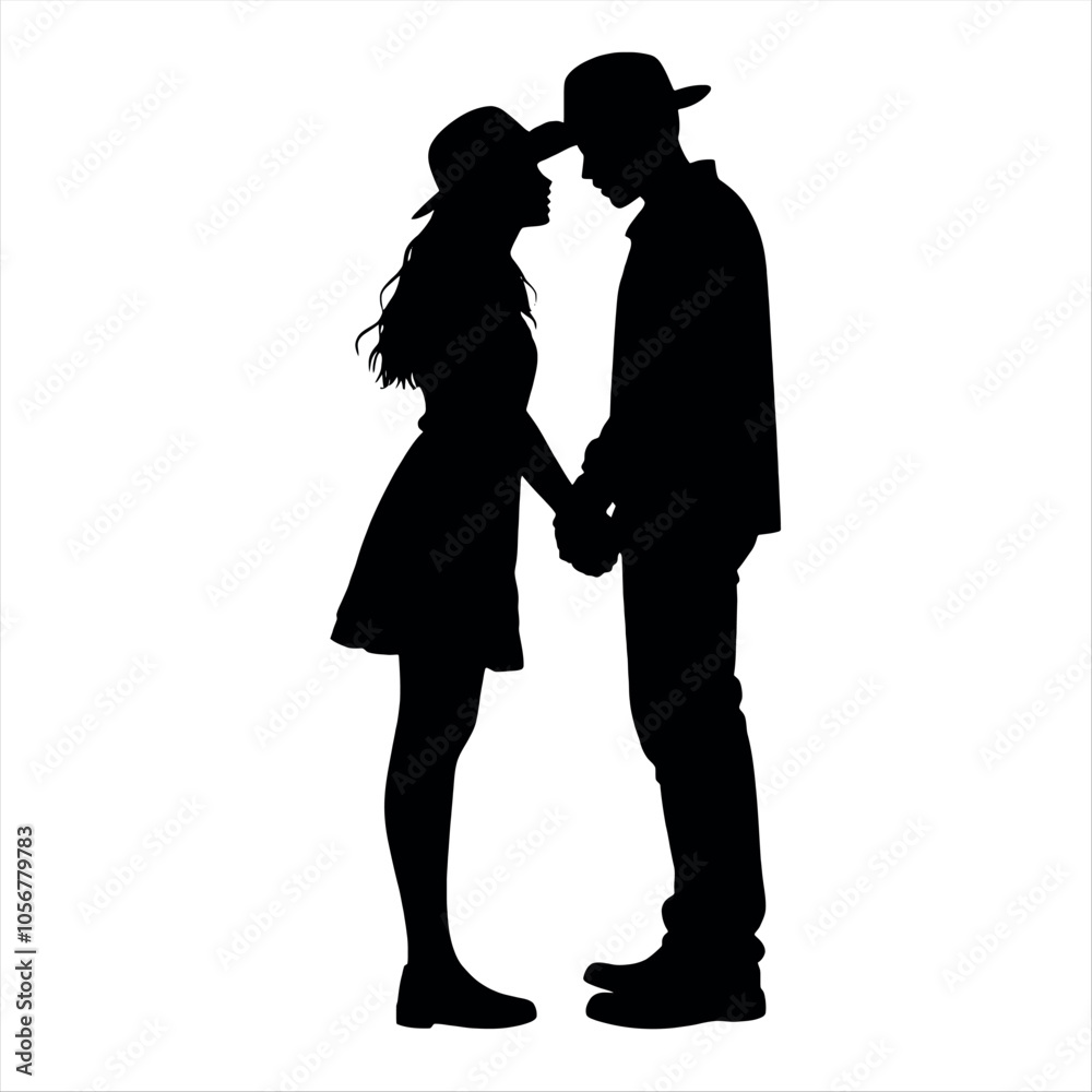 A couple are close each other vector silhouette