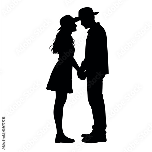 A couple are close each other vector silhouette