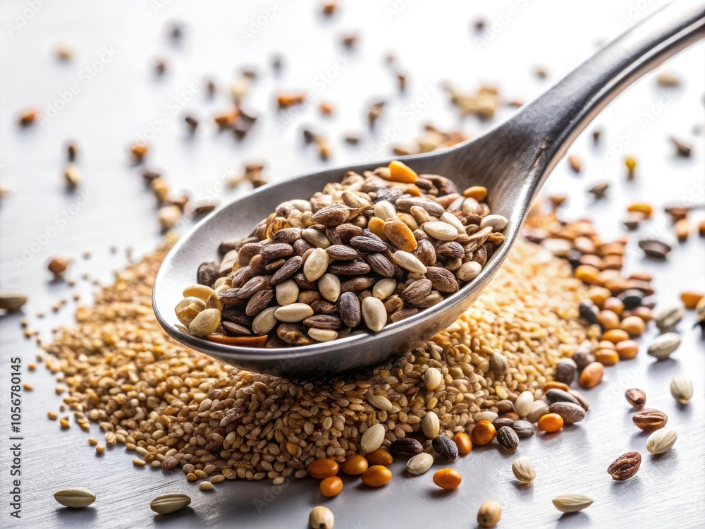 Long Exposure of PNG Spoon with Seed Food on White Background for Culinary and Food Photography Long Exposure of PNG Spoon with Seed Food on White Background for Culinary and Food Photography