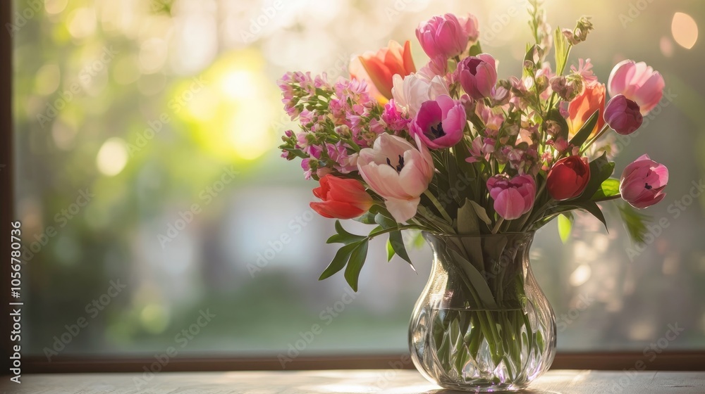 A vase filled with flowers rests on a table A vase filled with flowers rests on a table