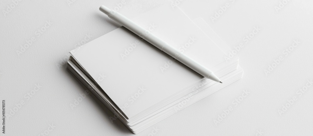 Blank Business Cards And White Pen On A White Background Blank Business Cards And White Pen On A White Background