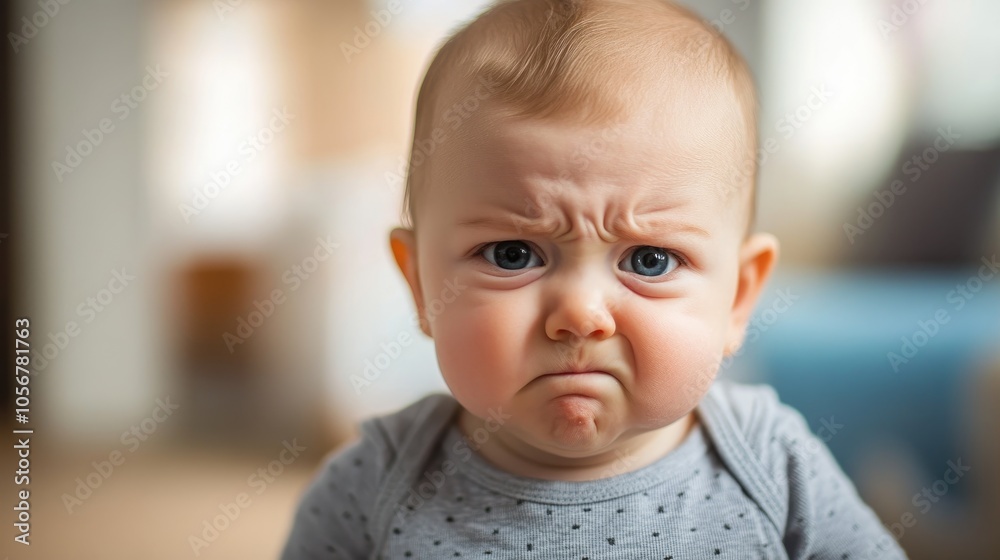 Humorous baby boy displaying a comical expression Humorous baby boy displaying a comical expression