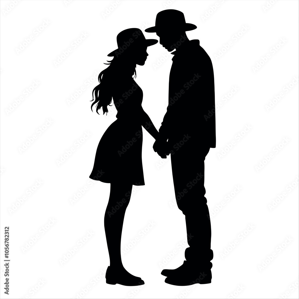 A couple are close each other vector silhouette A couple are close each other vector silhouette