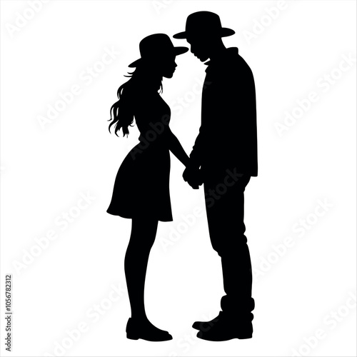 A couple are close each other vector silhouette