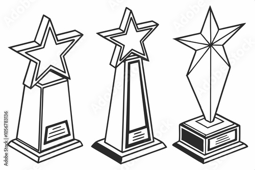 Collection of colorful crystal glass trophies