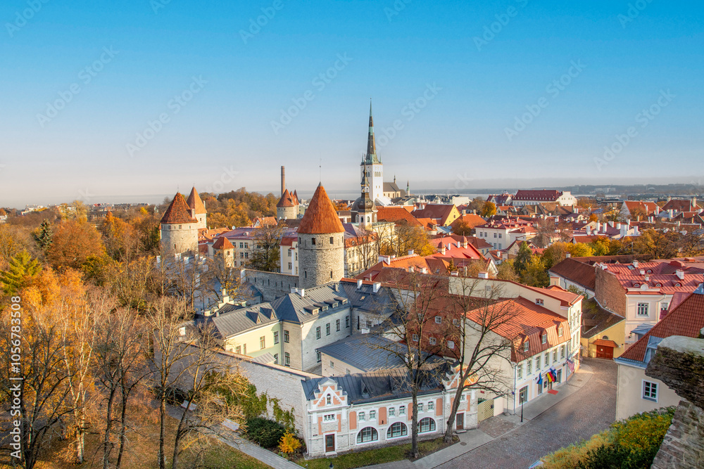 view to the historic skyline of old town of Tallinn, Estonia view to the historic skyline of old town of Tallinn, Estonia