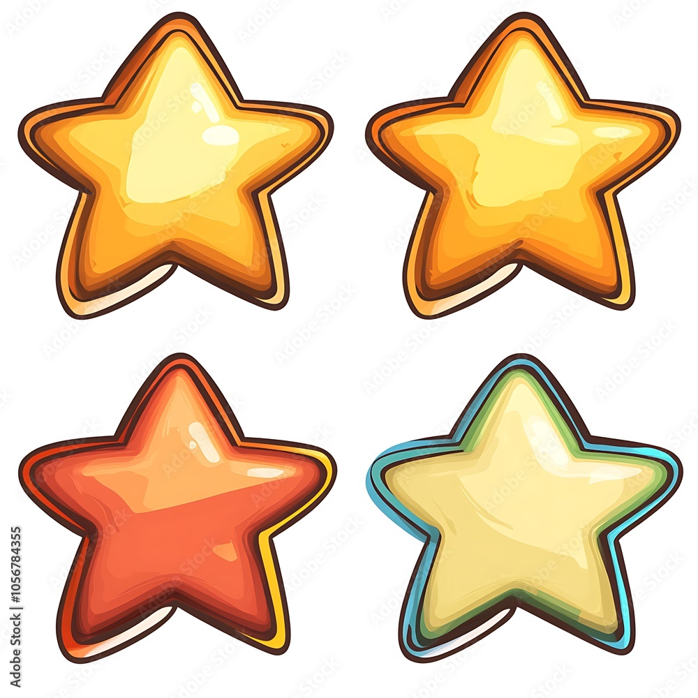 Cartoon Four star ratings on a white background Cartoon Four star ratings on a white background
