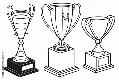 Collection of colorful crystal glass trophies