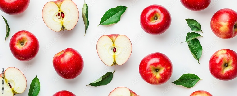 Vibrant Red Apples and Leaves