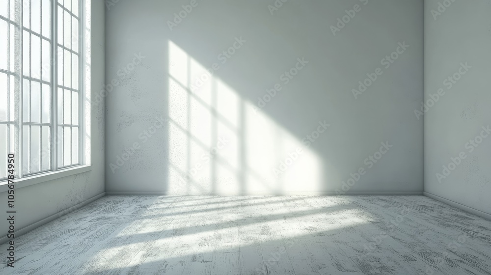 A large, empty room with a window that lets in sunlight. The room is bare and uncluttered A large, empty room with a window that lets in sunlight. The room is bare and uncluttered