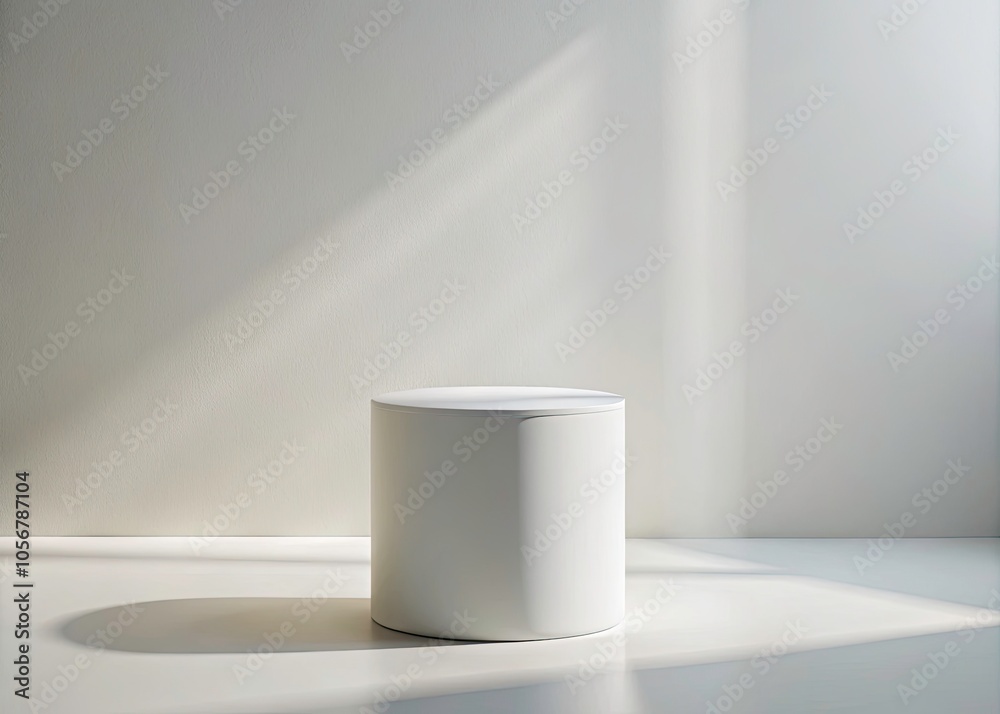 Minimalist White Cylinder Pedestal Against Blank Wall for Modern Display, Art Showcase, Interior Design Inspiration, and Contemporary Aesthetic Minimalist White Cylinder Pedestal Against Blank Wall for Modern Display, Art Showcase, Interior Design Inspiration, and Contemporary Aesthetic