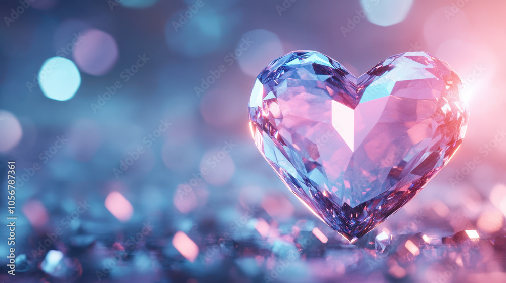 sparkling heart shaped gemstone glimmers with vibrant colors, creating romantic and enchanting atmosphere