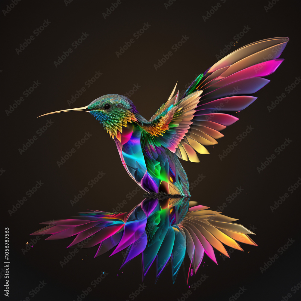 Obraz premium Transform your space with a multicolor hummingbird spectral and a gorgeous Abstract Wildlife Illustrations