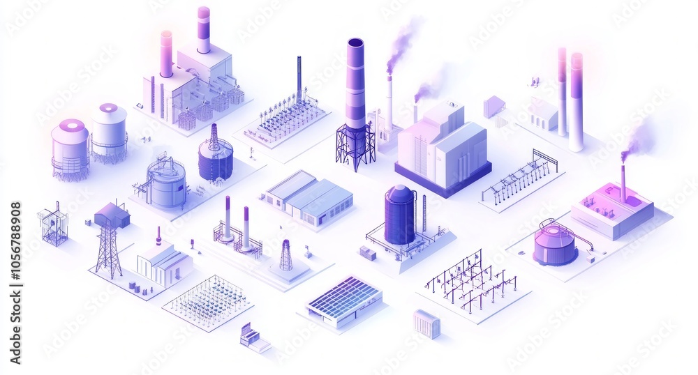 Fototapeta premium Isometric Industrial Complex Design