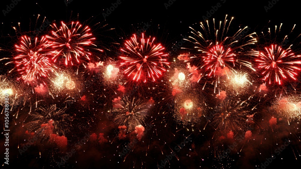 Fototapeta premium Fireworks Display in Night Sky