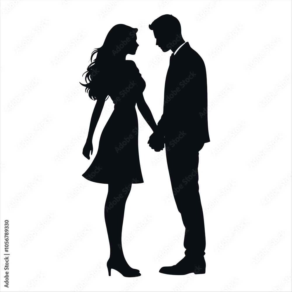 A couple are close each other vector silhouette A couple are close each other vector silhouette