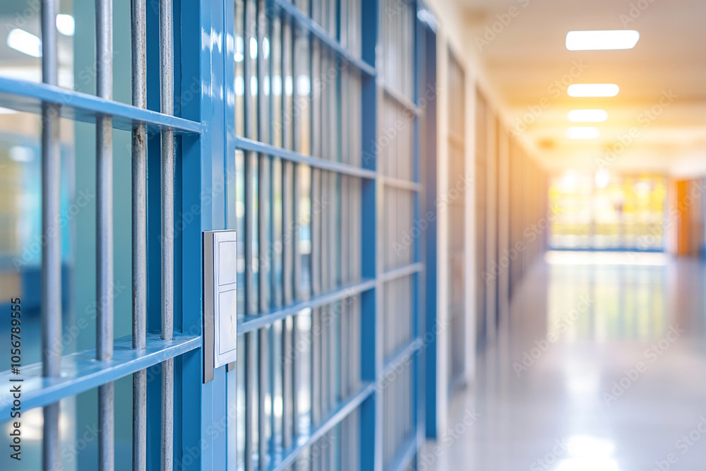Prison bars and a hallway dark background Prison bars and a hallway dark background