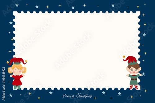 christmas greeting card with elf