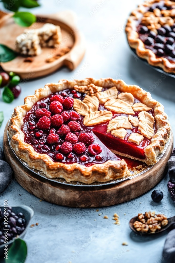 Deliciously crafted berry pie a visual delight of fresh ingredients and artisan techniques