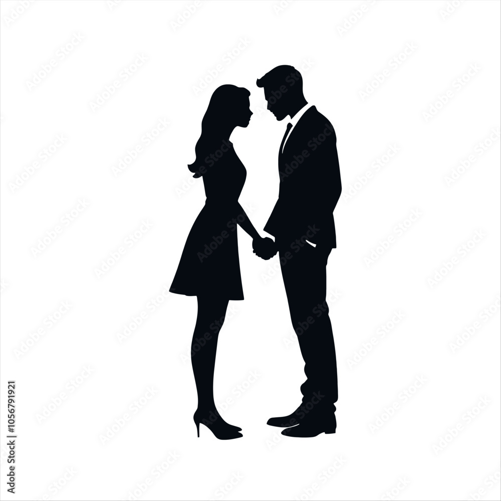 A couple are close each other vector silhouette A couple are close each other vector silhouette