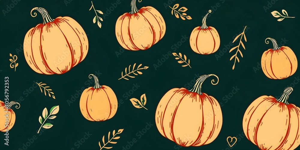 Hand drawn pattern of pumpkin	