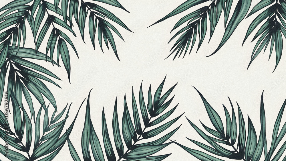 Trendy hand draw pattern of palm leaves
Trendy hand draw pattern of palm leaves