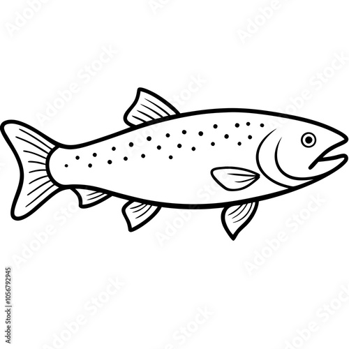 trout fish on white background