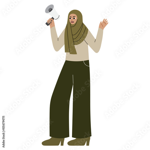 Islamic Women Protest Holding Loudspeaker