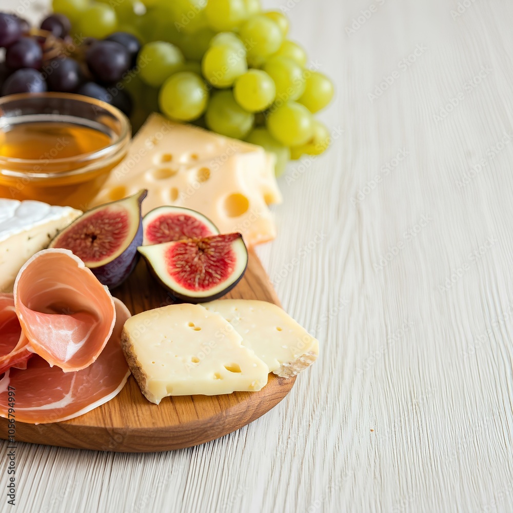 A popular snack cheese board that consists of various types of cheese. A popular snack cheese board that consists of various types of cheese.