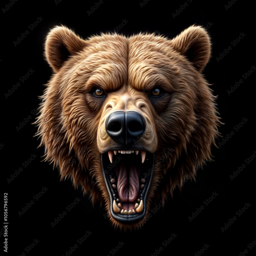 Fototapeta premium Wild grizzly bear. Image on a black background