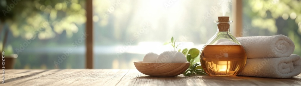 Relaxing Spa Setting with Aromatherapy Diffuser and Massage Oils for Skin Rejuvenation, Natural Essential Oils, Calming Scents, Spa Essentials, Home Spa Relaxing Spa Setting with Aromatherapy Diffuser and Massage Oils for Skin Rejuvenation, Natural Essential Oils, Calming Scents, Spa Essentials, Home Spa
