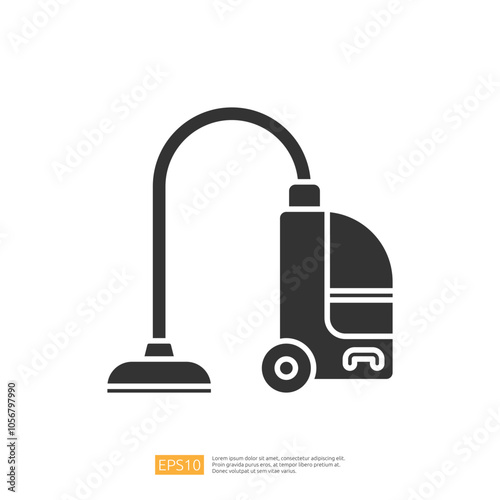 A simple black silhouette of a vacuum cleaner, showcasing its design and purpose for cleaning floors and surfaces.
