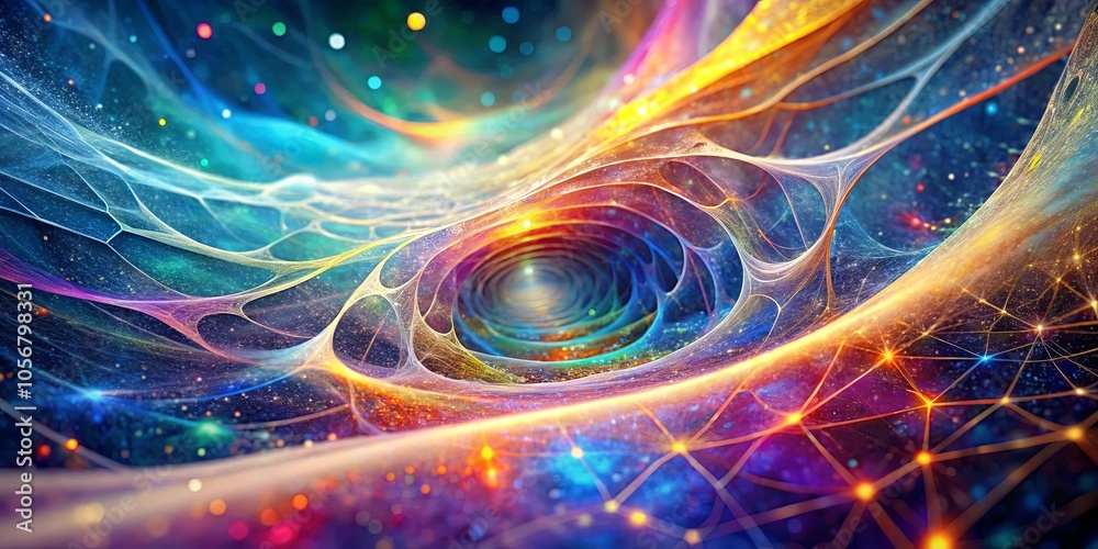A vibrant, swirling network of interconnected lines and glowing orbs, creating a mesmerizing abstract universe. A vibrant, swirling network of interconnected lines and glowing orbs, creating a mesmerizing abstract universe.