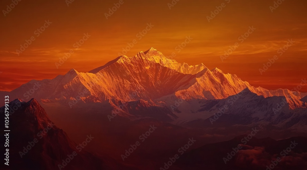 Naklejka premium Sunrise Over Majestic Mountain Peaks