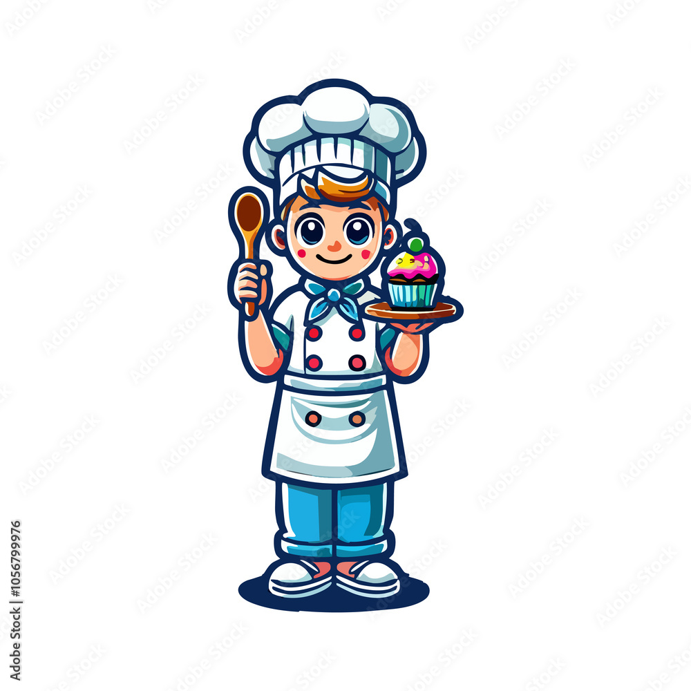 cute icon character little boy chef cute icon character little boy chef