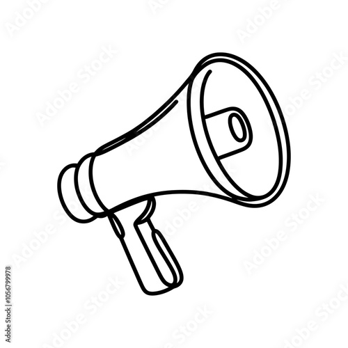 Hand drawn megaphone represents announcements, communication, and sharing information