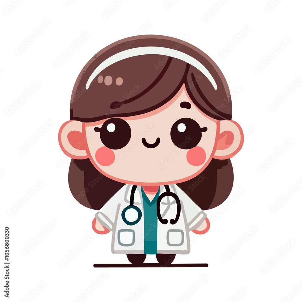 cute icon character little girl doctor cute icon character little girl doctor