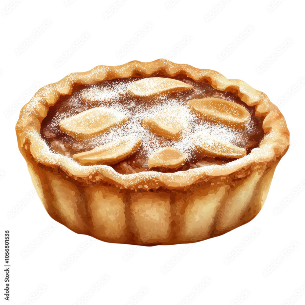 Fototapeta premium A delicious baked pastry with a golden crust, filled with sweet apple filling and sprinkled with sugar, appealing and perfect for dessert.