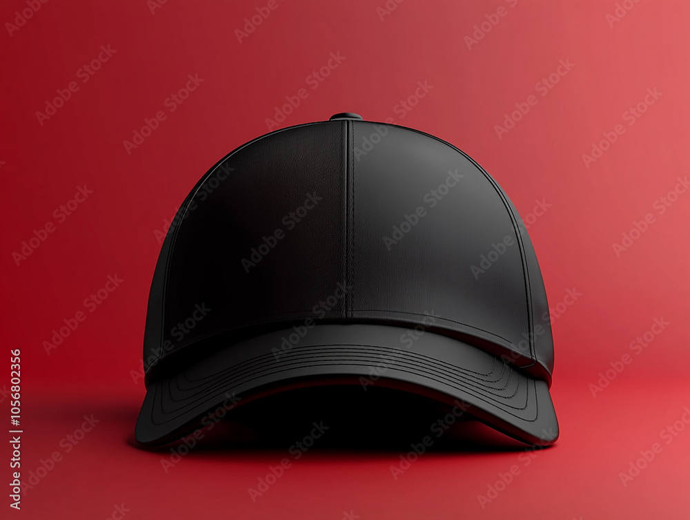 Isolated black cap mockup with red background