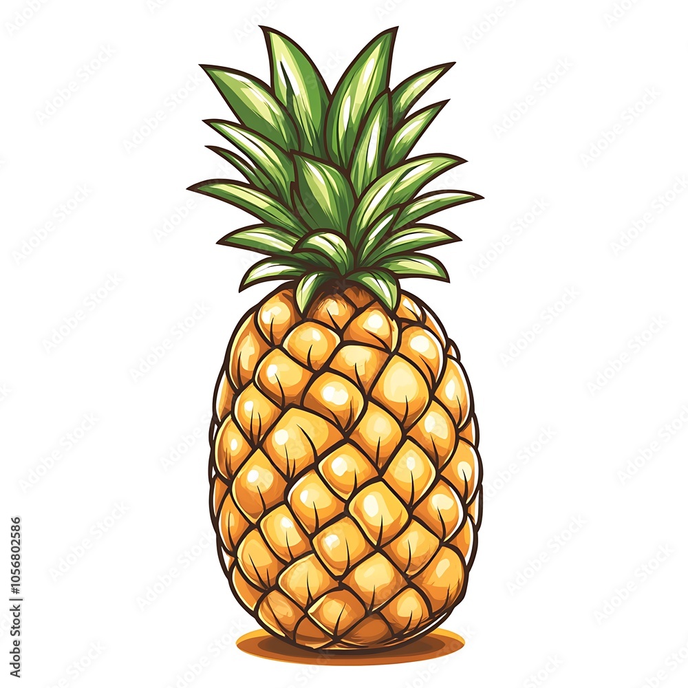 A cartoon pineapple on a white background.