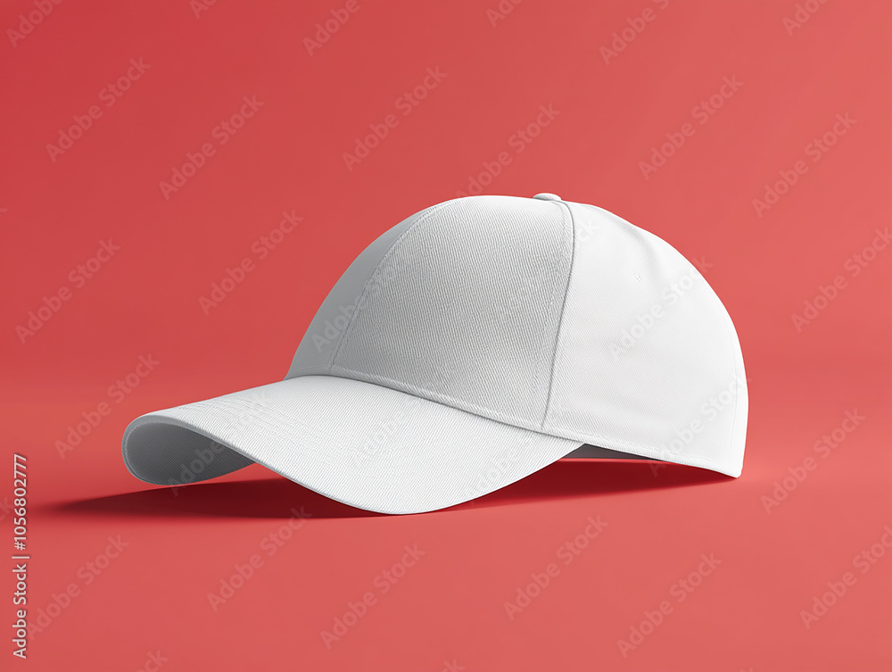 Isolated white Cap mockup with red background Isolated white Cap mockup with red background
